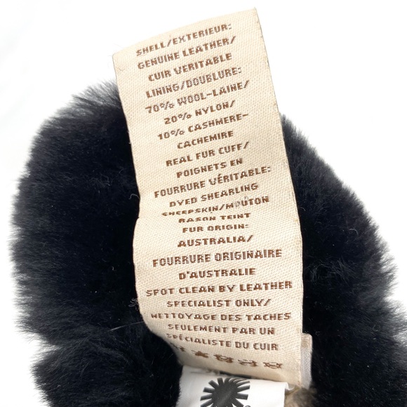 UGG Womens Shorty-Cuff Leather Gloves Black - Picture 8 of 9